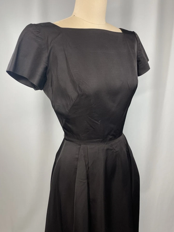 Vestido Vintage TALLA EXTRA PEQUEÑO XS archivo negro manga corta estrás años 50 60 Foto 4 de 4