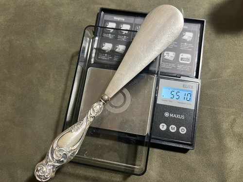 Antique Sterling Silver Handled Shoe Horn STERLING Marked. Collector’s Piece