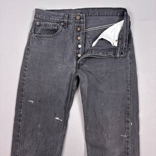 Vintage Levis 501 Jeans Mens 30x33 Black 90s Made USA Button Fly Pant Tag31x34 
