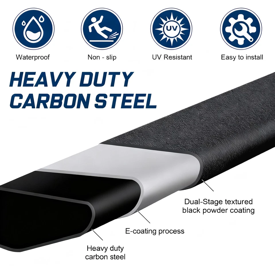 Running Boards For 2005-2023 Toyota Tacoma Double Cab/Crew Cab 3" Drop Step Bar - Image 3 of 4