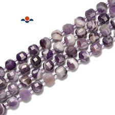 Chevron Amethyst Faceted Cube Loose Beads Size 8-9mm 15.5'' Strand 8-9mm