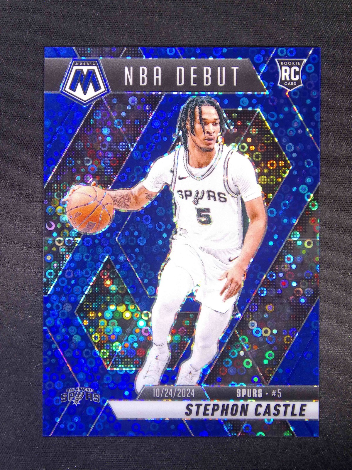 2024-25 Panini Mosaic Stephon Castle #267 RC NBA Debut Fast Break Blue /85