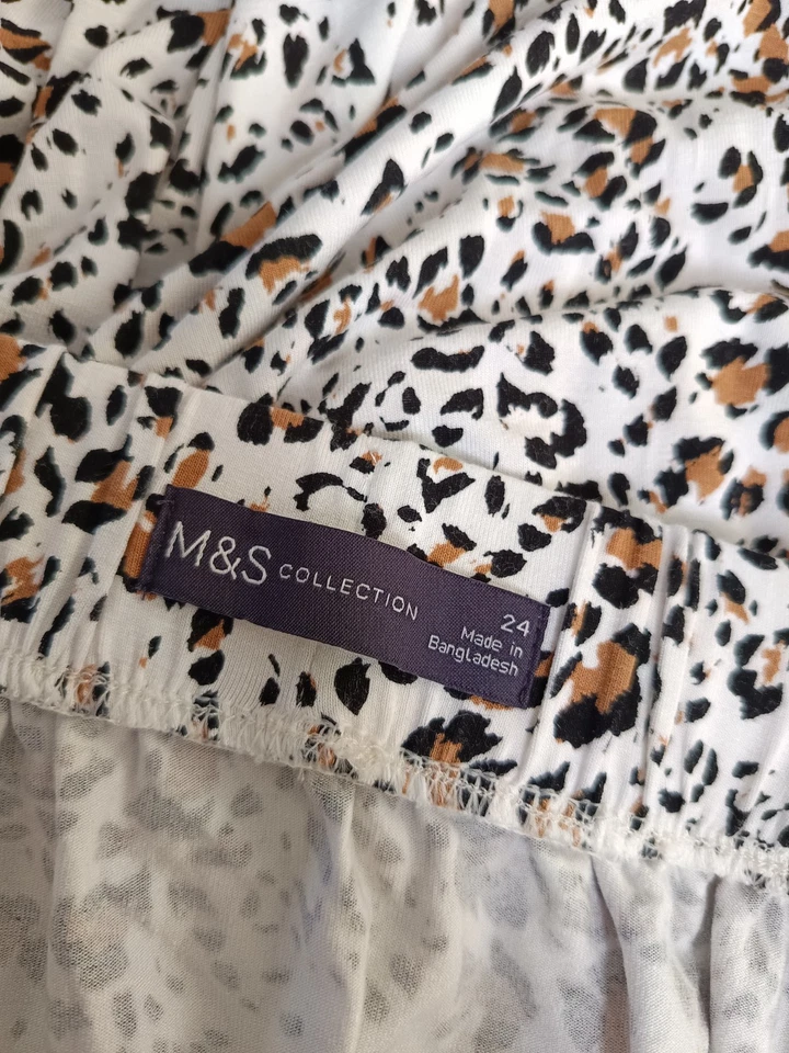 M&S Collection Natural Mix Patterned Skirt Size 24 Elastic Waist Length 30" - Image 2 of 4