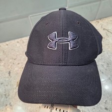 Under Armour Blitzing Black Stretch Fit Curved Brim Hat Youth S/M