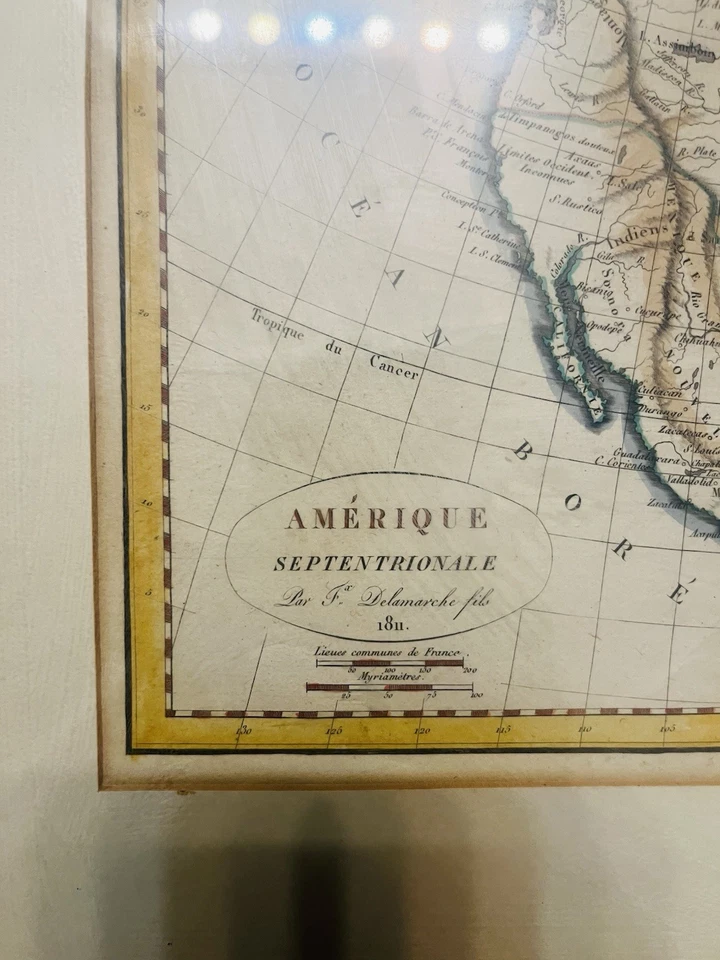 Mapa norteamericano antiguo francés de 1811 Foto 2 de 4