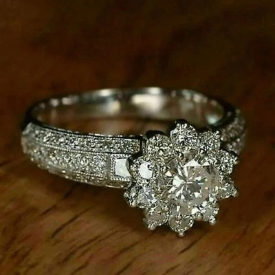 2Ct Round Cut Lab Created Diamond Engagement Wedding Ring 14k White Gold Plated