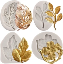 Baroque Leaf Fondant Silicone Molds – 4pcs Cake Cupcake Chocolate Candy Set