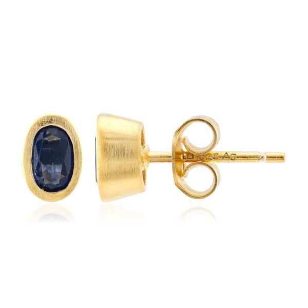 Cavill Damen Silberohrringe Goldplattiert Oval Kyanit 1,20Ct Echtschmuck-image