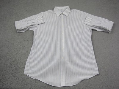 Brooks Brothers Shirt Men Extra Large XL 17 White Striped Regent Supima Cotton
