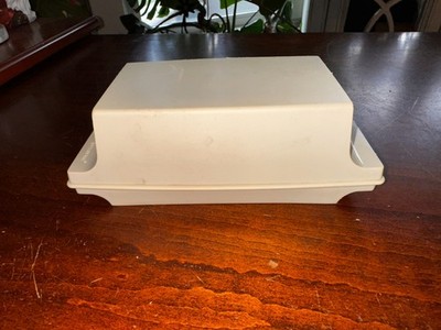 Vintage Tupperware Double Butter Keeper Dish Container 1512 Almond