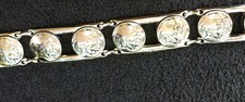 Vintage Indian Head belt 1.5" w x 48  Long black/silvertone XL New HTF 