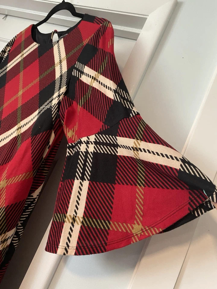 JH Jessica Howard Womens 1X Red Plaid Soft Shift Holiday Statement Dress Party - Image 4 of 4