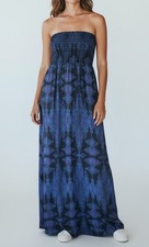 GAP Strapless Navy and Black Patterned Maxi Dress Size Small
