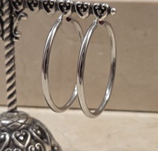 50mm Sterling Silver Round Tube Hoop Earrings 925