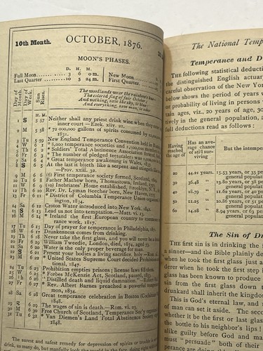 1876 National Centennial Temperance Almanac Teetotaler's Yearbook NTS NY - Picture 4 of 12