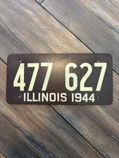 Illinois 1944 WW2 Fiberboard License Plate 1025 251 in Nice Condition