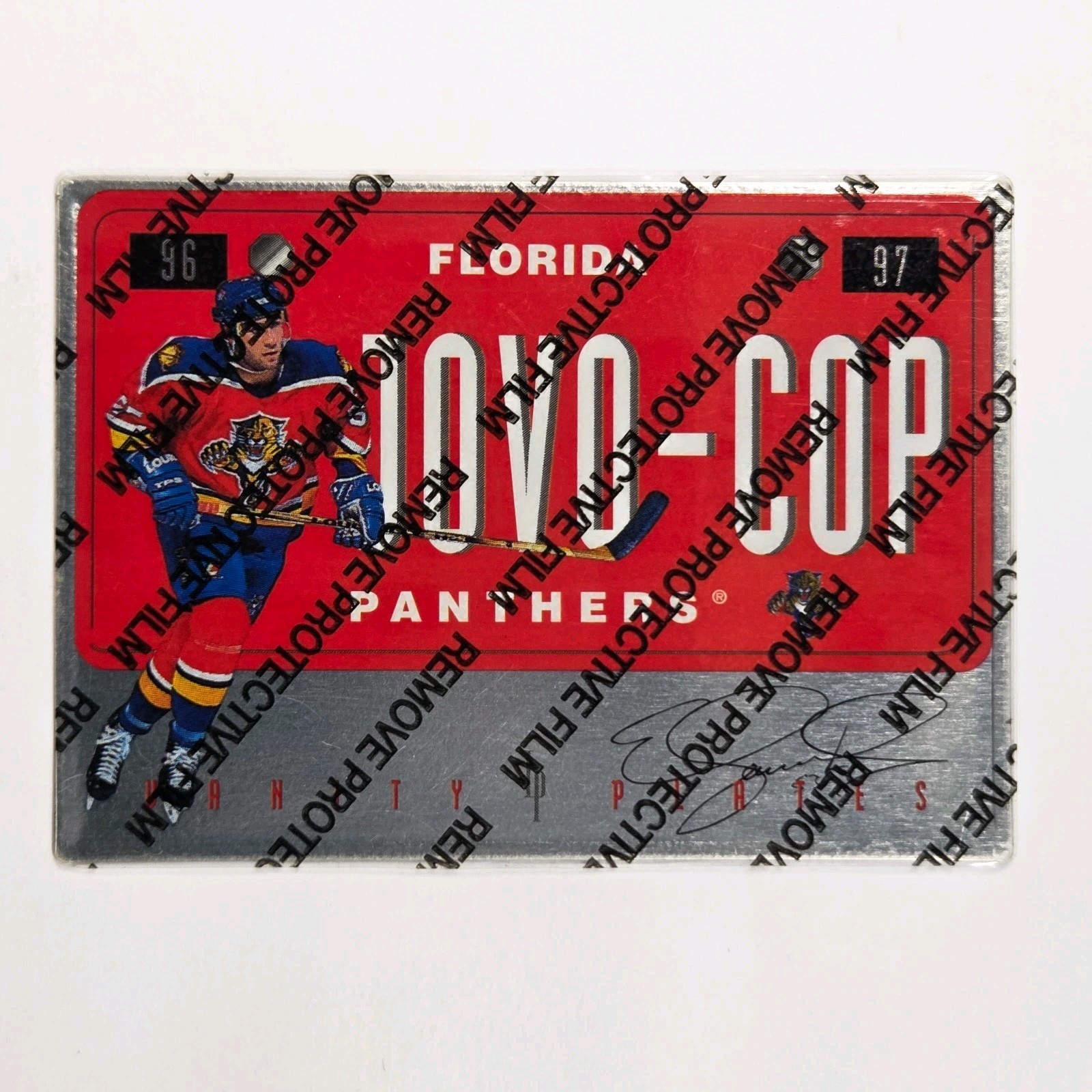 1996-97 Preferred #8 Ed Jovanovski Vanity Plates - Metal Card W Protective Film