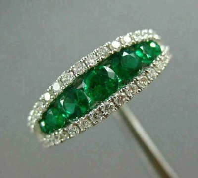3Ct Lab Created Green Emerald Engagement Wedding Ring In 14K White Gold Plated