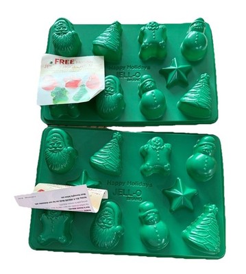 Set Of 2 Green Plastic Jell-O Jigglers Holiday Mold New With Tags Hosting Fun