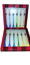 Vtg Bombay 12 Teardrop Christmas Ornaments Mixed Colors 2 Sets of 6 With Box 12