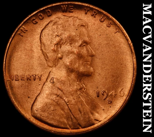 1946-S Lincoln Wheat Cent- Choice Gem Brilliant Uncirculated Luster #J3848