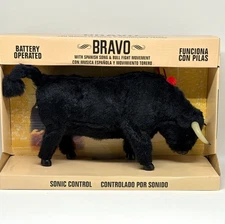 Vintage Bravo Black Spanish Mechanical Bullfighting Bull Toy Works!
