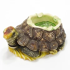 Vintage Midcentury Turtle Ashtray Figural Cold Cast Resin Signed Unique Novelty