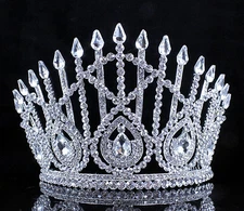 Drop Clear Austrian Crystal Rhinestone Tiara With Hair Combs Crown Pageant T800