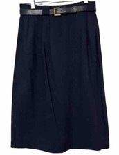 JH Collectibles Womens Navy Blue Skirt Knee Length Size 8 Wool Blend Lined Vtg