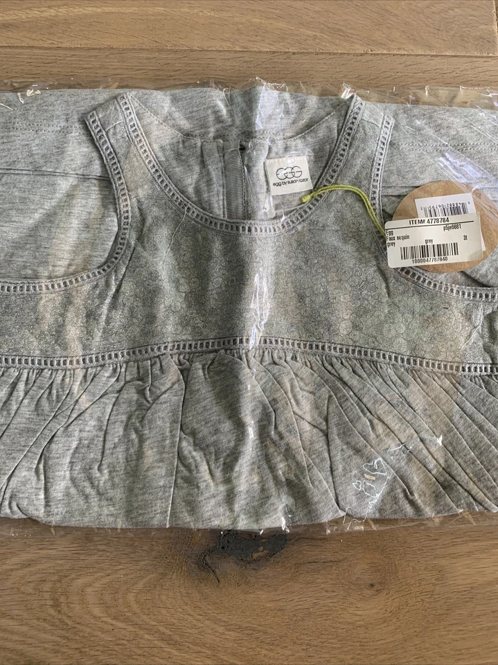 Egg Girls 3T Grey Dress Easter Tank Swing Faux Sequin Foto 3 de 4