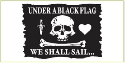 UNDER A BLACK FLAG WE SHALL SAILT PIRATE BLACK Vinyl Decal Bumper Sticker