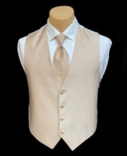 Men's Lord West Champagne Tan Tuxedo Vest and Tie Wedding Groom Prom LL Tall