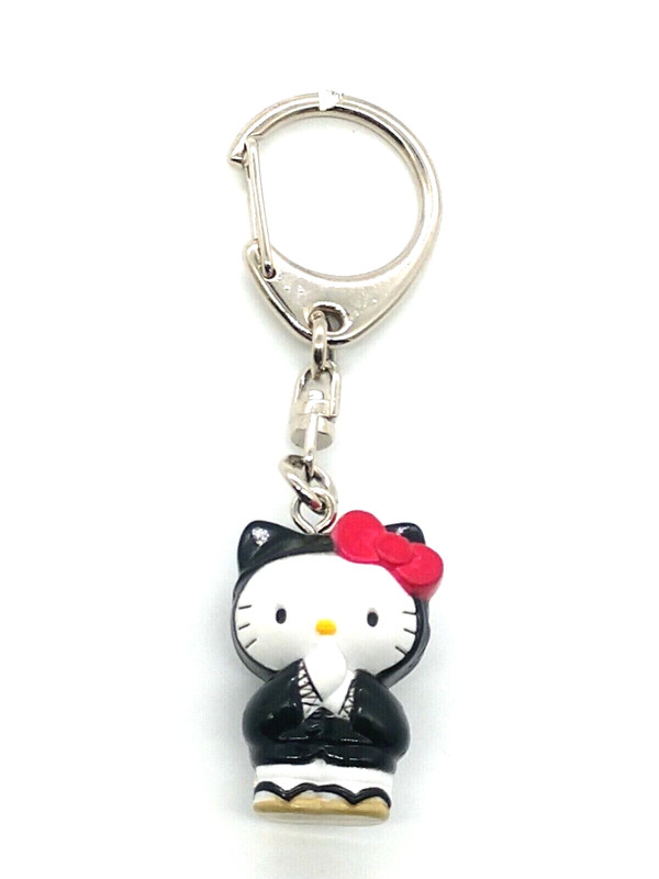 Hello Kitty San Rio '76 '11 Black Red White Keychain Keyring 