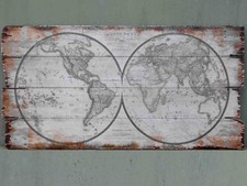 🔸 Cartina Del Mondo Im Squallido Stile, Wanddeko Stucco Parete Stile Coloniale