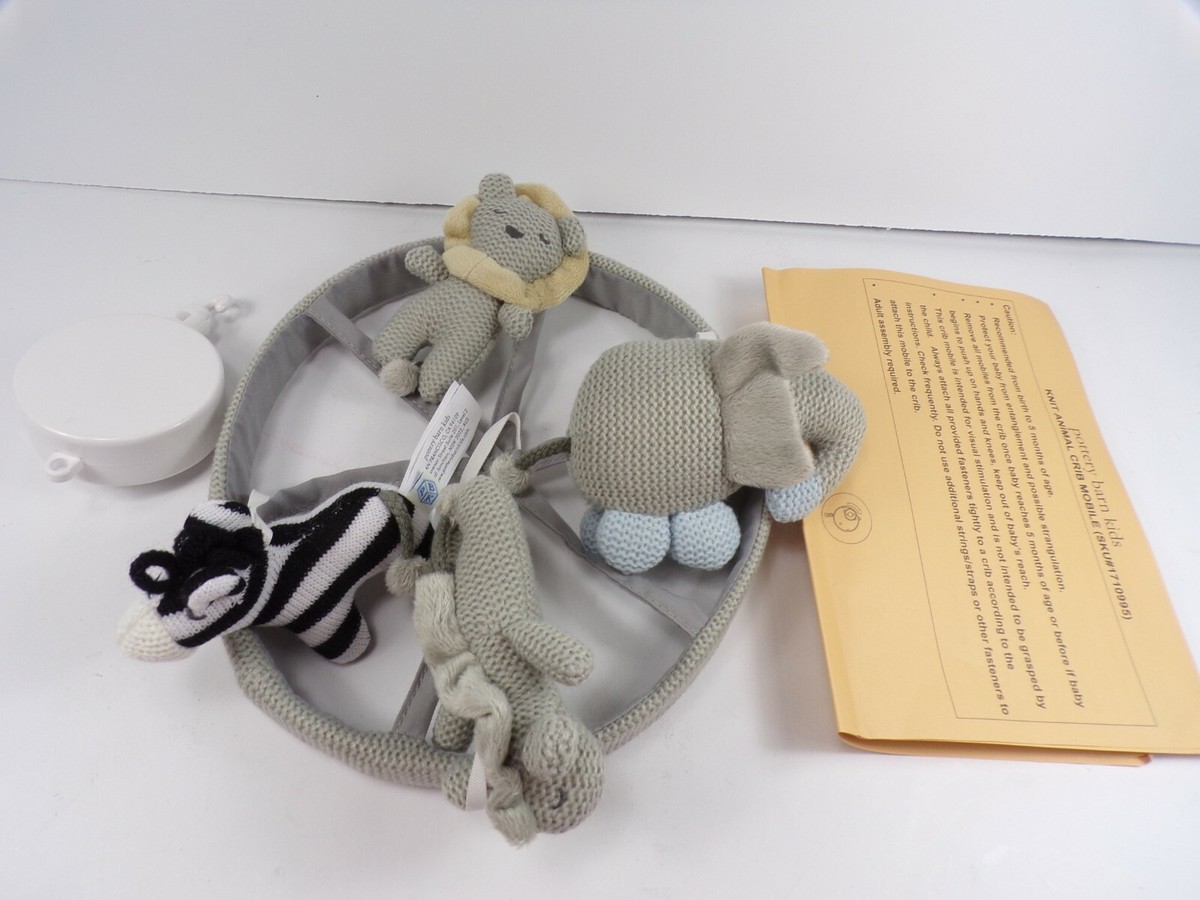 Pottery Barn Baby Kids Knit Animal Crib Nursery Mobile #9571