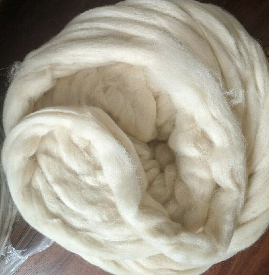30 lbs White Merino WOOL ROVING BULK Natural Undyed Felting Spinning Chunky Yarn - Image 3 of 4