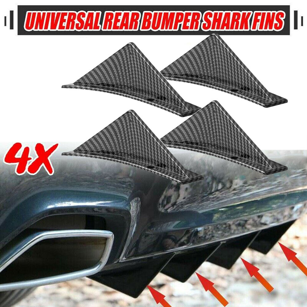4Pcs Universal Curved Shape Rear Bumper Diffuser Shark Fin Spoiler Trim Covers