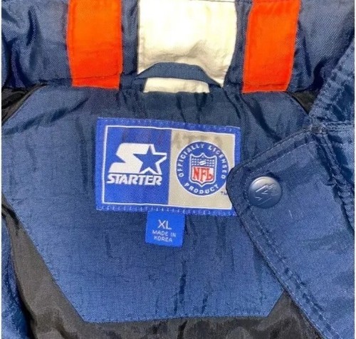 Vintage Chicago Bears Zip Up Starter Jacket Nylon Blue Adult medium Kidd XL. - Picture 4 of 7