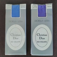 2 X Christian Dior Ultra 15 Denier Sheer Plain Knit Tights Elderberry + Blue 2 X Christian Dior Ultra 15 Denier Sheer Plain Knit Tights Elderberry + Blue