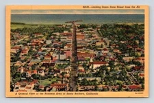 Santa Barbara California Looking Down State Street, Business Area Postcard