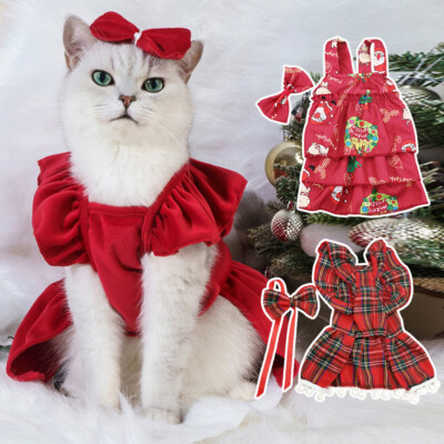 Pet Dog Cat Sweet Skirt Princess Cute Dress Puppy Christmas Clothes Apparel 