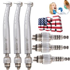 3*  Dental High Speed Handpiece Push Button Air Turbine+Quick Coupler