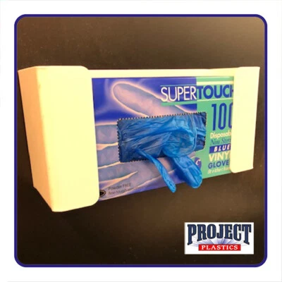 DISPENSER FOR ONE BOX OF DISPOSABLE GLOVES in White PVC with screws and rawplugs