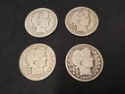 LOT of 4 Barber Silver Quarters Circulated Readable Dates
