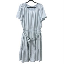 LaneBryant Womens Dress Size 24 Flutter Sleeve Shirred Fit & Flare NWT Coastal