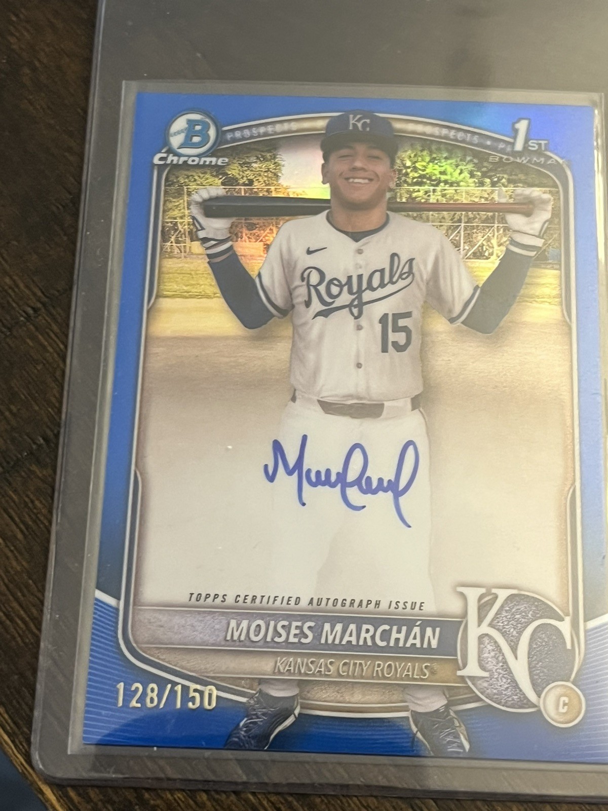 2025 Topps Bowman Chrome Moises Marchan 1st Bowman Auto Blue /150 Royals #CPA-MM