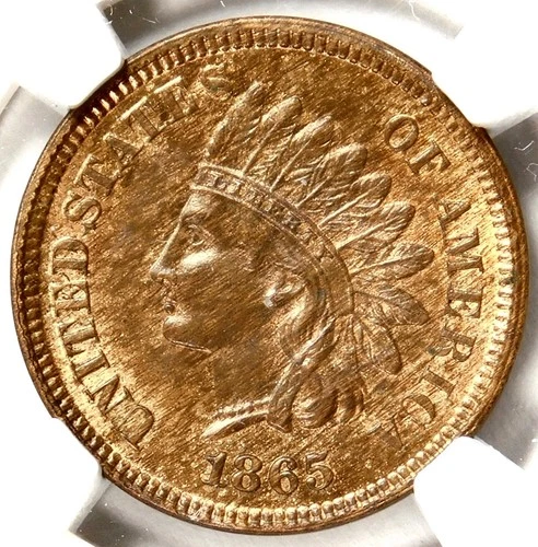 ❤️‍🔥🤎🌇📀🥰NGC MS63 RB 1865 FANCY 5 INDIAN CENT