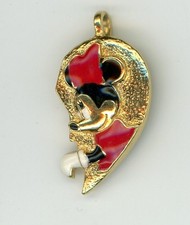 Disney Pendant Necklace Mickey Mouse Enamel White Glove Gold Tone Small