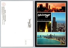 Vintage Chicago Multi-View Postcard Buckingham Fountain Sears Tower Skyline