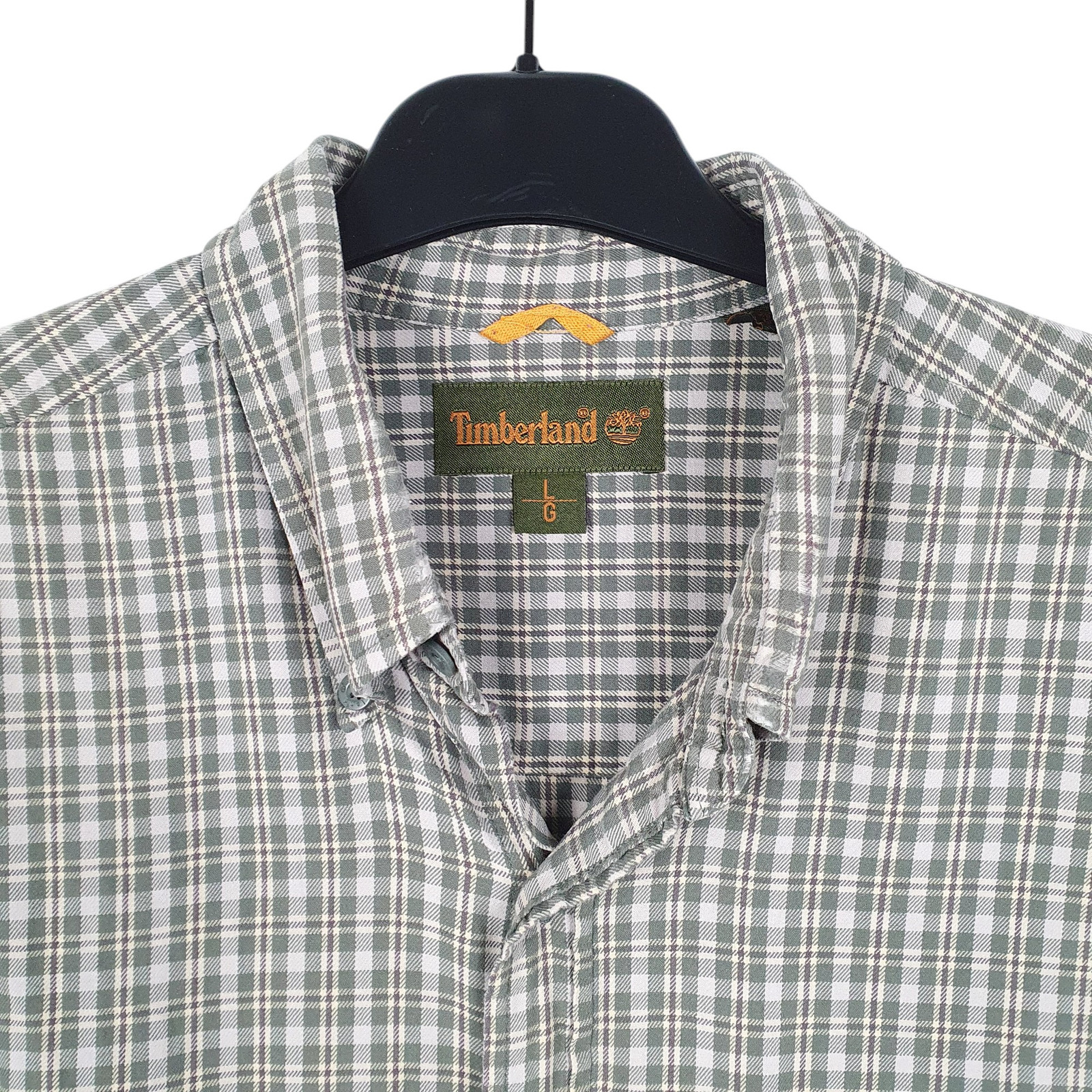 TIMBERLAND Green Check Shirt Long Sleeve Casual Cotton Mens L image 2